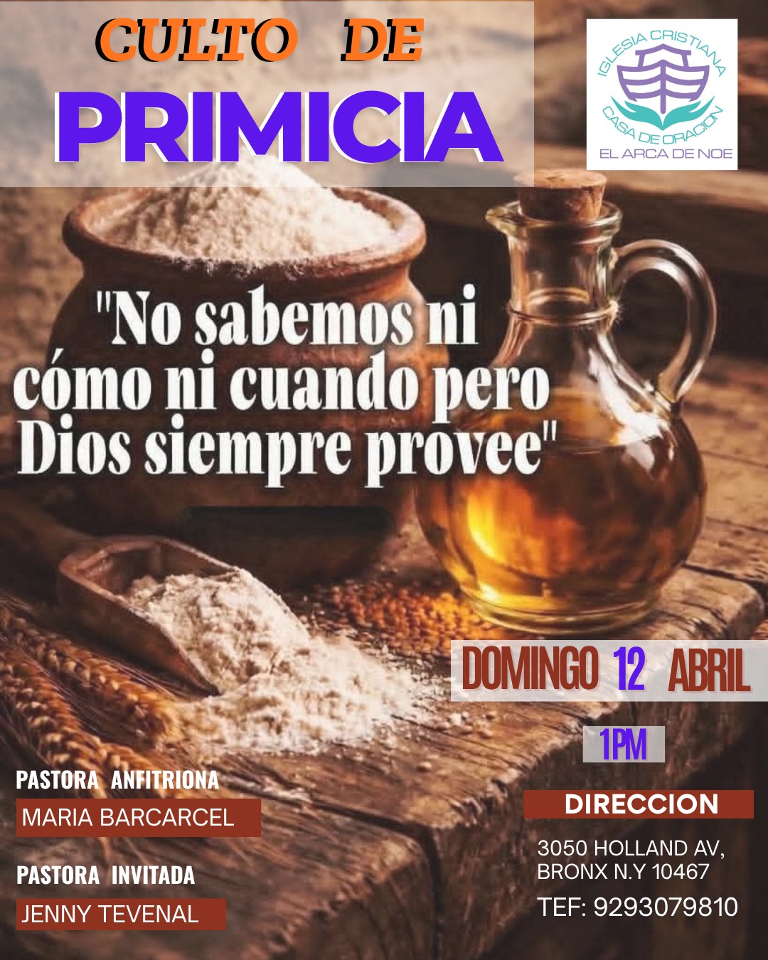 Flyer del Culto de Primicia